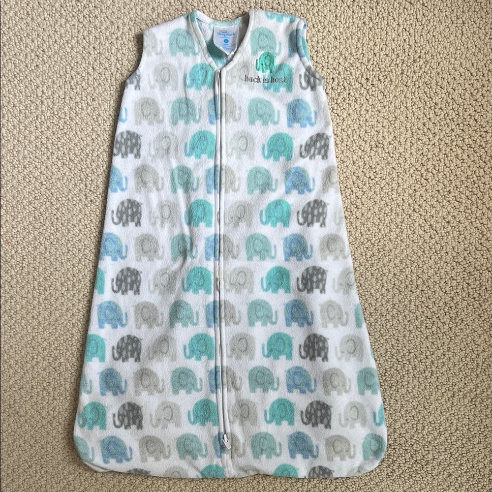 Halo Elephant Print Sleep Sack - Gray, Blue, and Green. Size small (0-6 months)